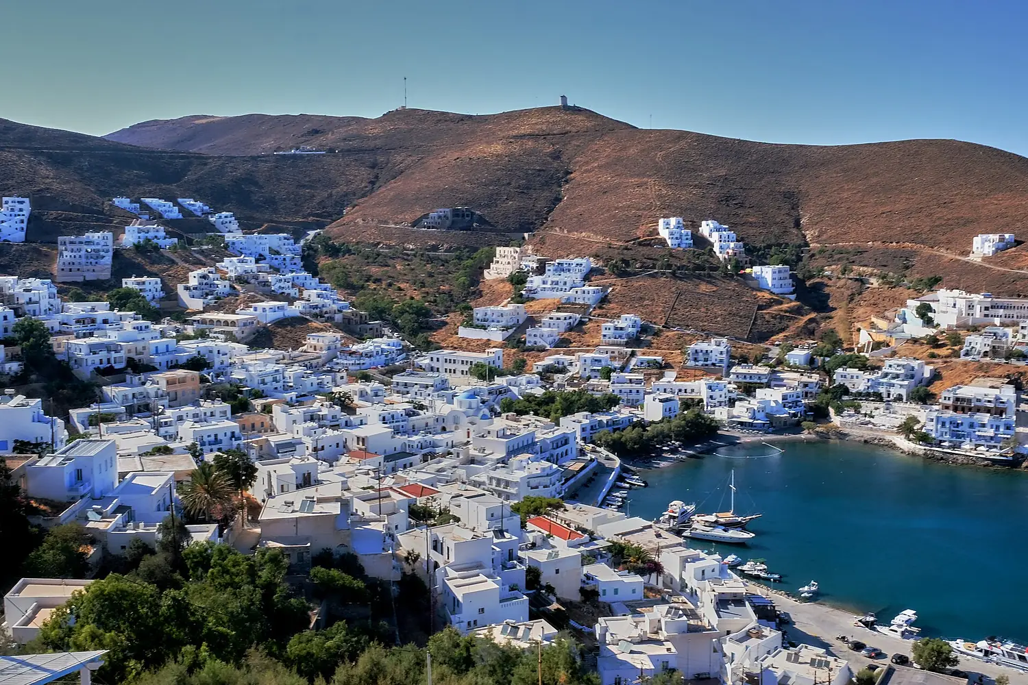 View of Astypalea village in Greece Aegean sea