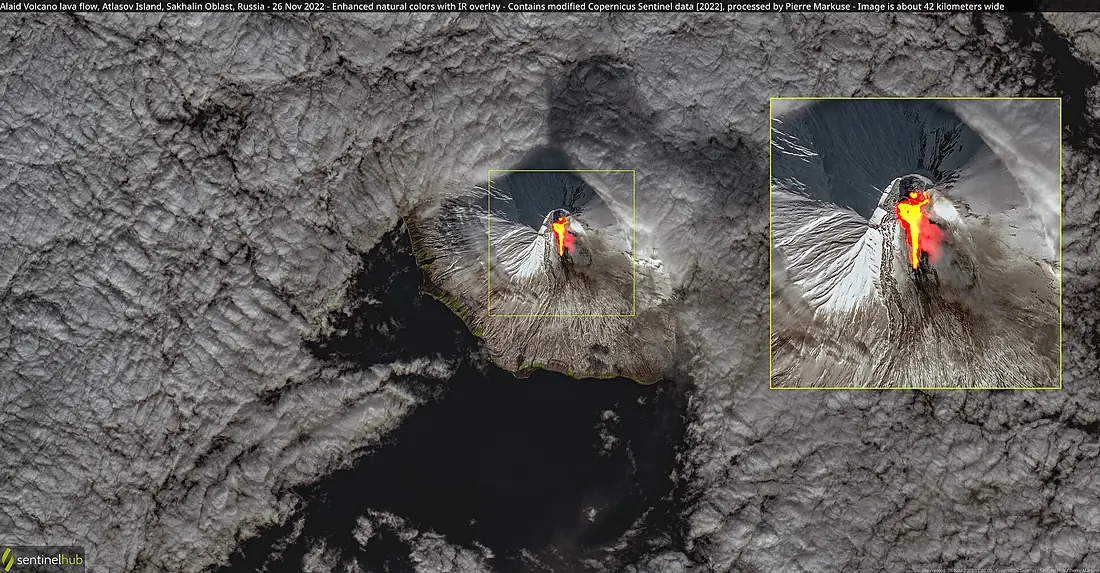 Alaid Volcano lava flow, Atlasov Island, Sakhalin Oblast, Russia - 26 Nov 2022 (52524625405)