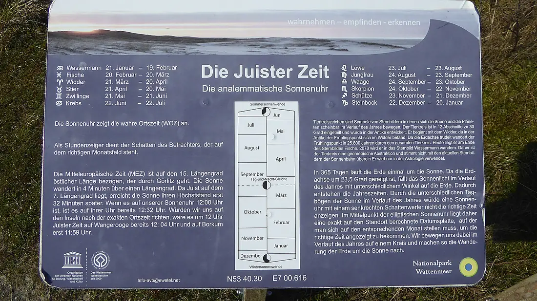 Hinweistafel zur Juister Sonnenuhr