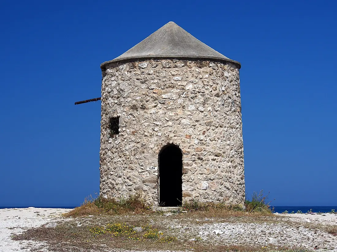 Windmill on Levkas beach, pic1