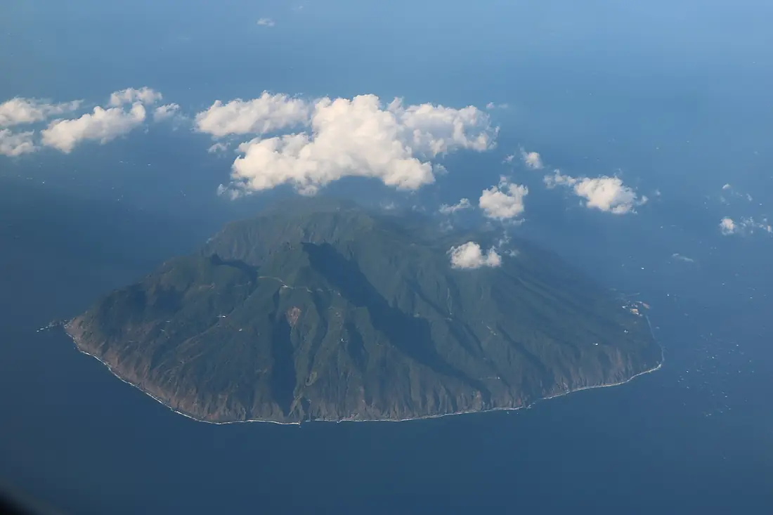 View of Mikurajima from aircraft