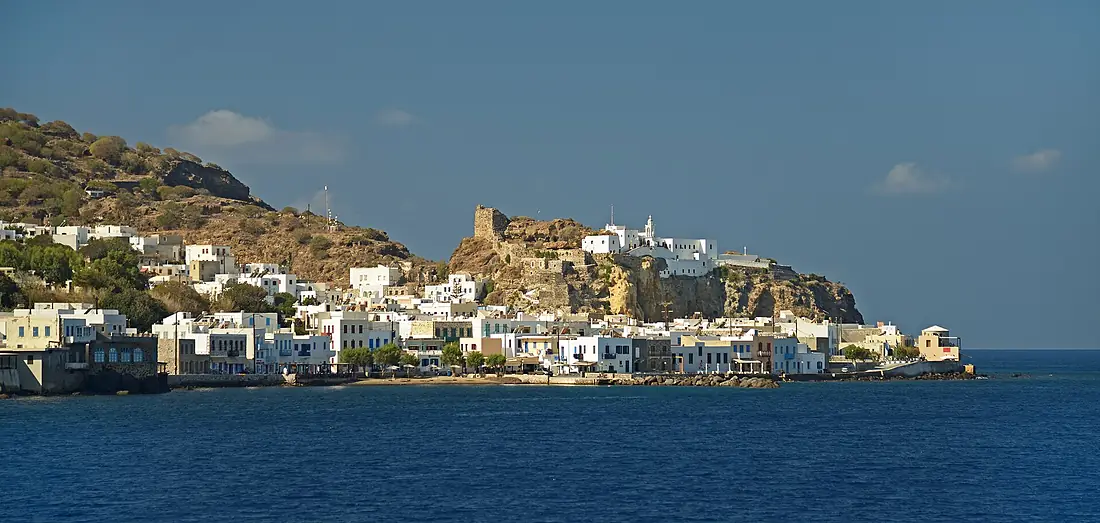 View Mandraki from the north-west. Nisyros, Greece
