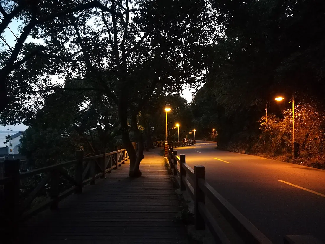 Night view of a path on Putuo Island
