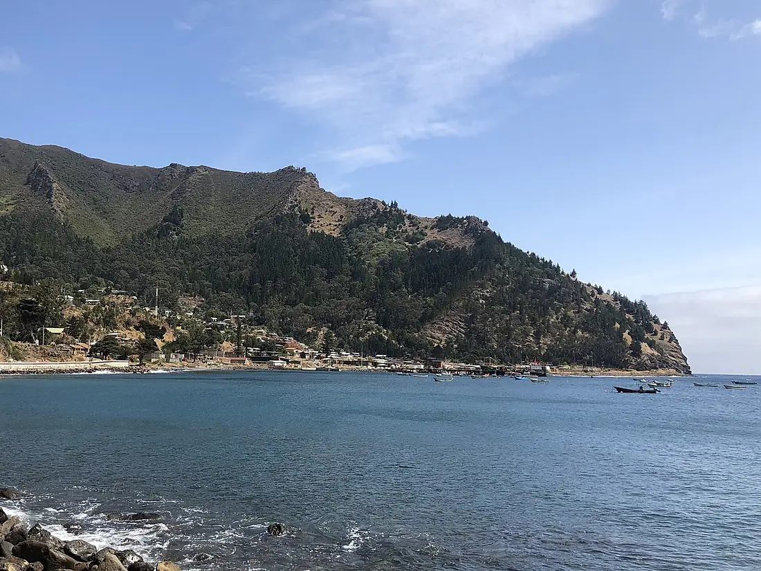 Robinson Crusoe Island bayside view of the town of San Juan Bautista