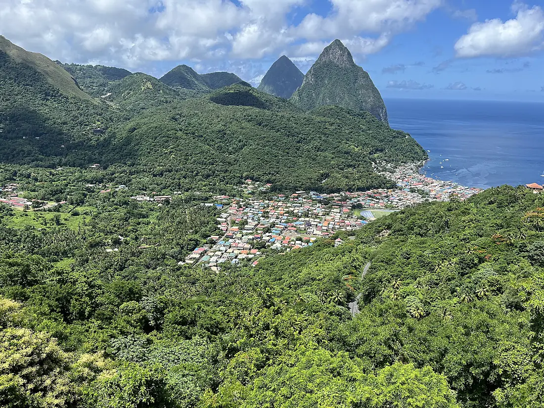 Soufriere town and the Pitons, Saint Lucia