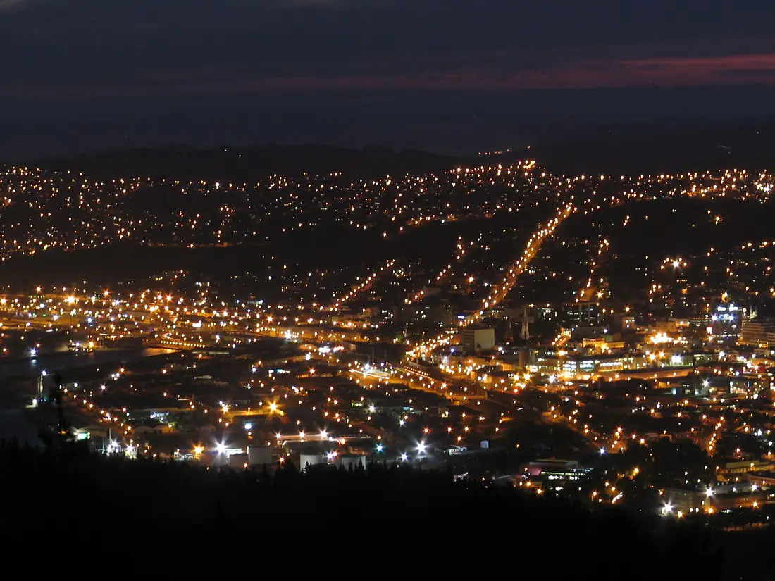Dunedin, New Zealand at night