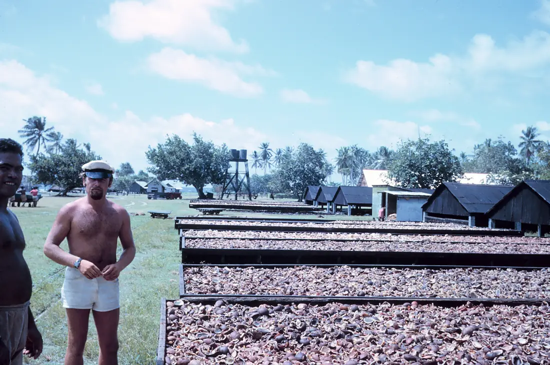 Copra drying on Teraina