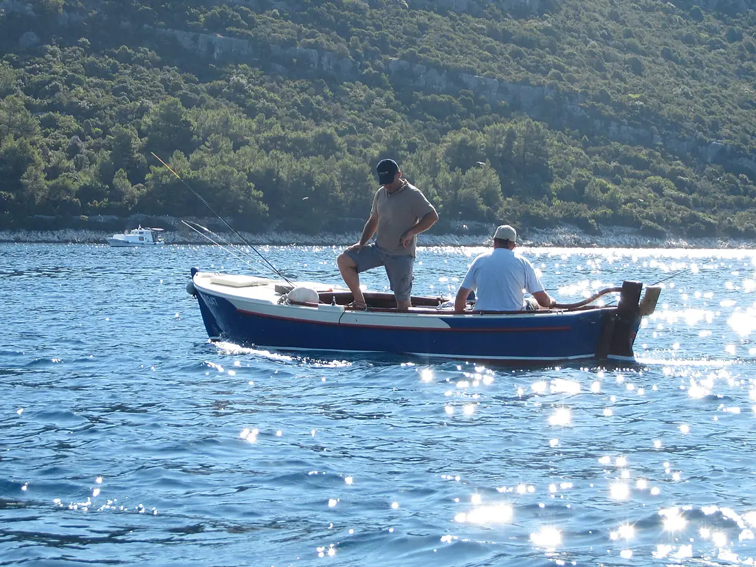 Fishers in Srednji kanal near the island Ugljan