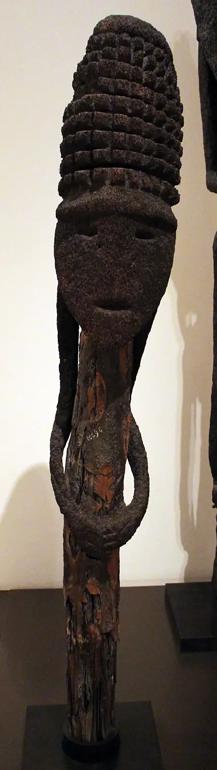 Vanuatu, isola vanua lava, statua rituale di iniziazione maschile, xix sec.