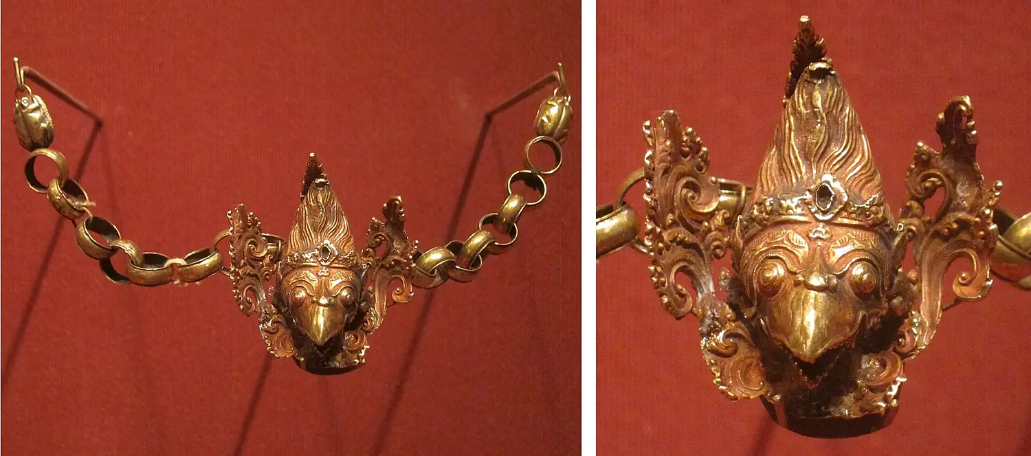 Royal ceremonial pendant (masa) with head of Garuda, Tanimbar, Yamdena Island, 16th-19th century, gold alloy, HAA