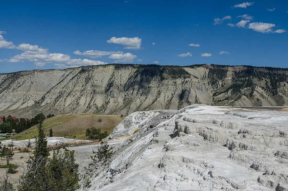 Mammoth Hot Springs, Yellowstone National Park, View towards West 20110819 2